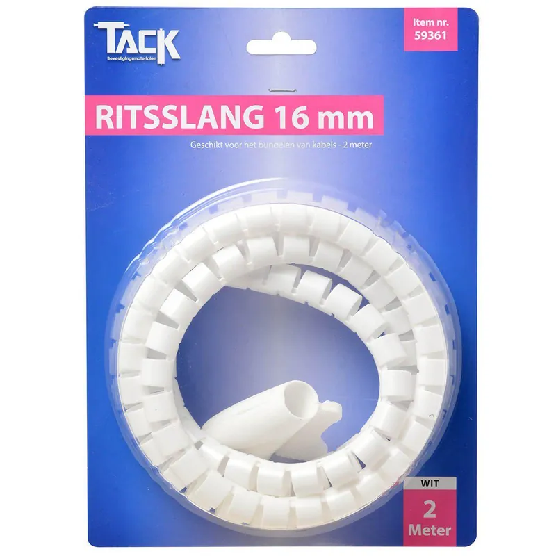 Ritsslang 16 mm. 2 meter Wit