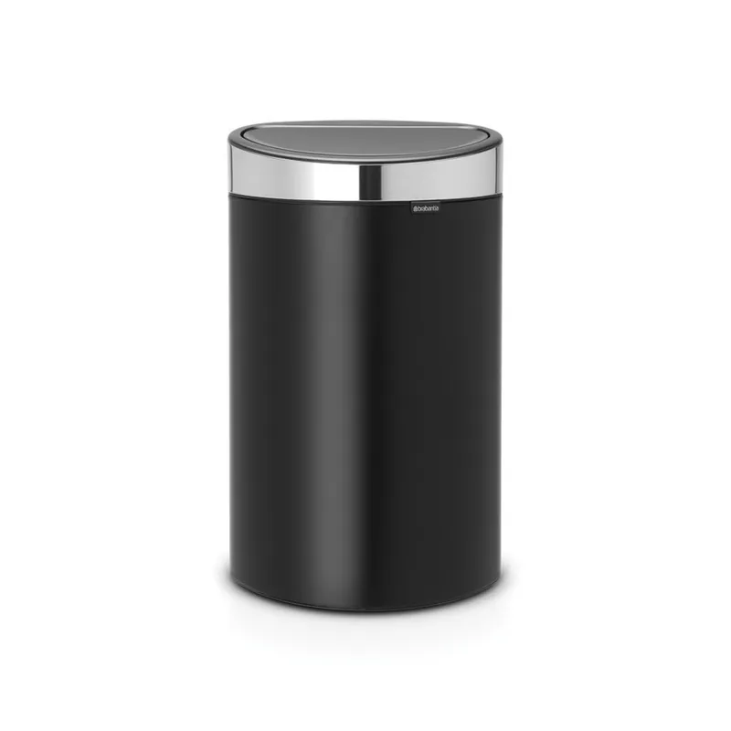 Brabantia Touch Bin afvalemmer 40 ltr. Matt Zwart - Matt Steel Fingerprint Proof