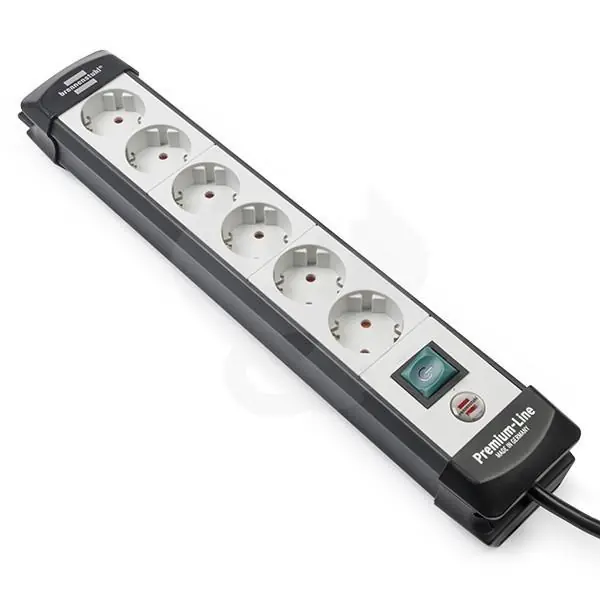 Brennenstuhl Premium-Line stekkerdoos 6-voudig zwart/lichtgrijs 5 mtr.