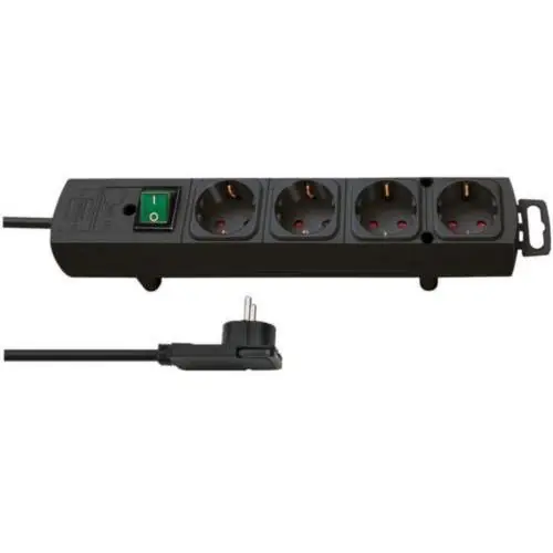Brennenstuhl Comfort-Line Plus stekkerdoos met platte stekker 4-voudig zwart 2 mtr.