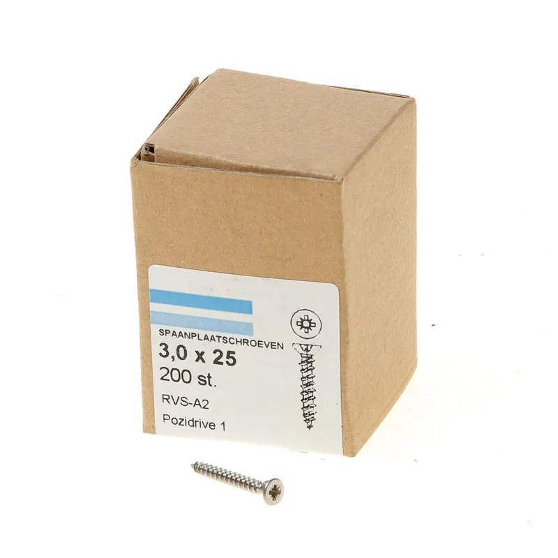 spaanplaatschroef RVS-A2 PK PZ-1 3.0x25 (200)
