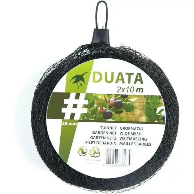 DUATA tuinnet knooploos 2x10 m zwart 28x28mm