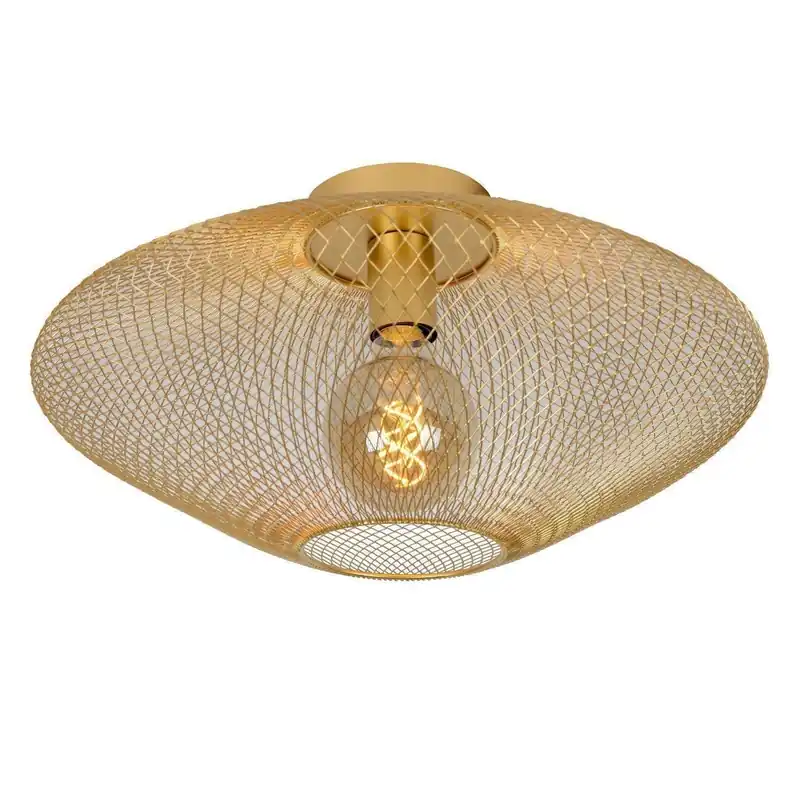 Lucide Mesh plafonniere 45cm 1xE27 mat goud/messing