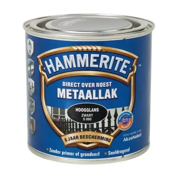 Hammerite metaallak hoogglans zwart S060 250ml