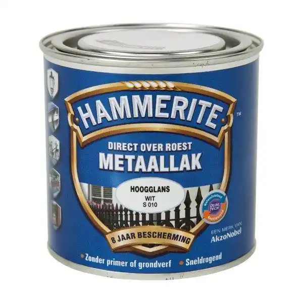Hammerite metaallak hoogglans wit S010 250ml