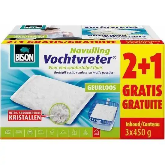 Bison vochtvreter navulzak neutraal 3x450g