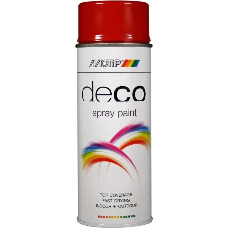 MoTip Deco spuitbus hoogglans RAL3000 vuurrood 400ml