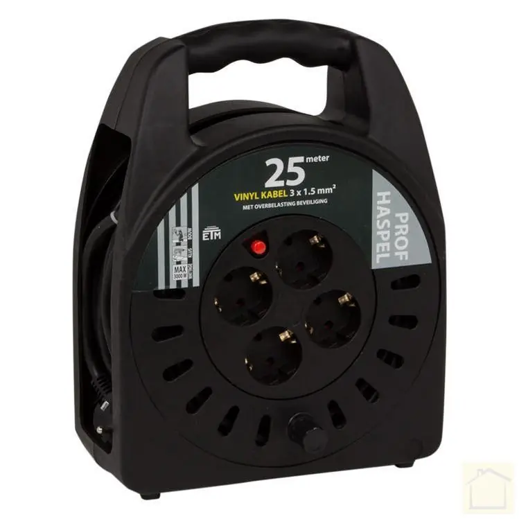 ETM kabelbox prof, randaarde 3 x 1.5 mm² 25 m zwart