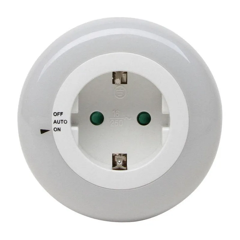 Kopp lamp rond doorvoerstekker LED + schemersenser wit