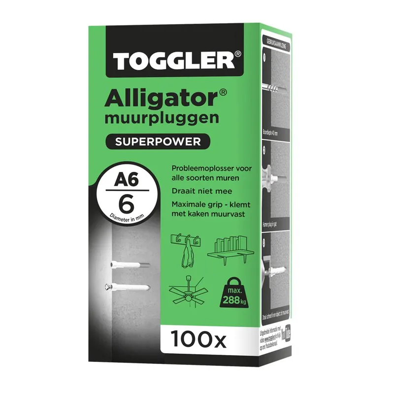 Toggler Alligator plug zonder flens A6 (100 st.)