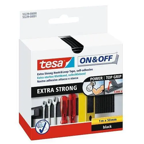 Tesa Velcro klittenband Extra Strong zwart 50 mm. x 1 meter