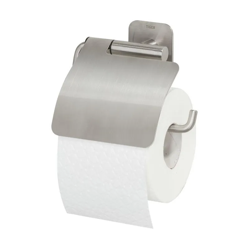 Tiger toiletrolhouder Colar met klep geborsteld RVS