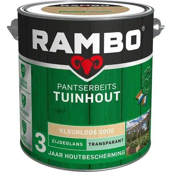 Rambo pantserbeits tuinhout zg transparant kleurloos 0000 2,5 liter