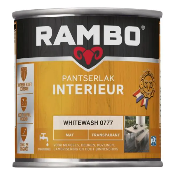 Rambo pantserlak interieur transparant mat whitewash 0777 250 ml.