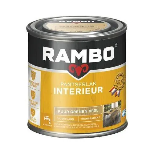 Rambo pantserlak interieur transparant zg puur grenen 0805 250 ml.