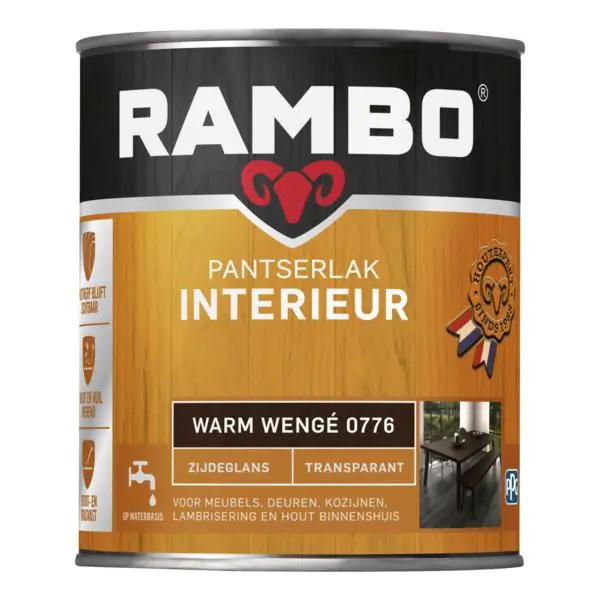 Rambo pantserlak interieur transparant zg warmwengé 0776 750 ml.