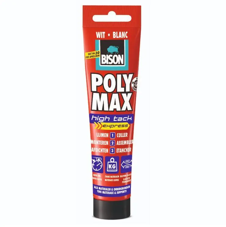 Bison Poly Max High Tack Express montagelijm wit 165g