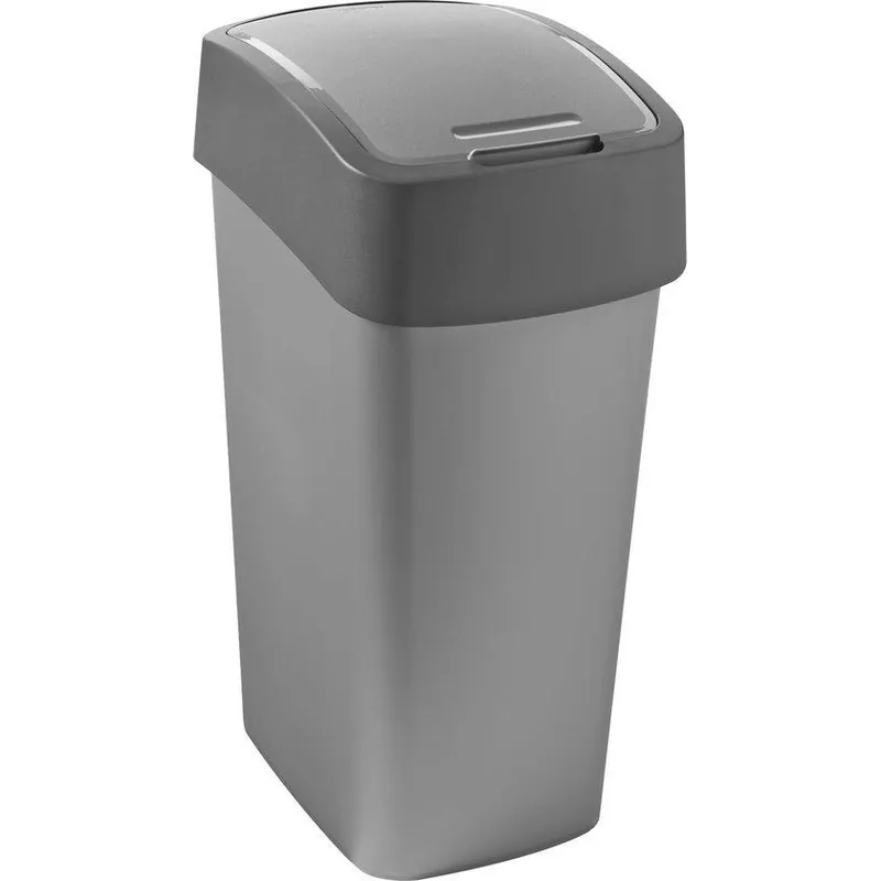 Curver flip bin 50 liter zilver / antraciet