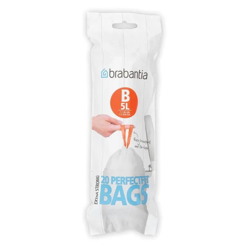 Brabantia PerfectFit afvalzakken Code B. 5 ltr. 20 st.