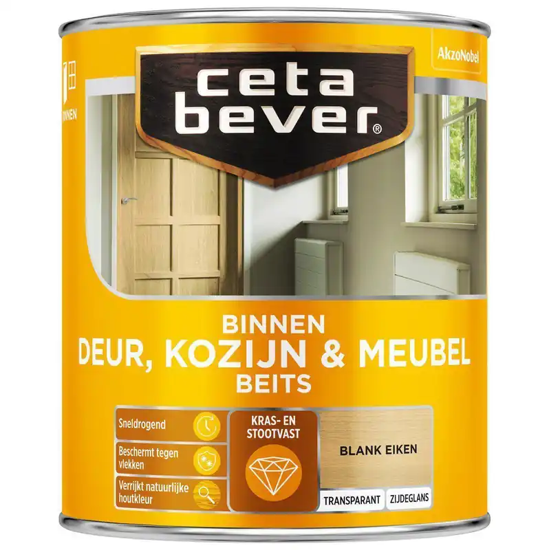 Ceta Bever Deur & Kozijn binnenbeits transparant 0104 blank eiken 750 ml.