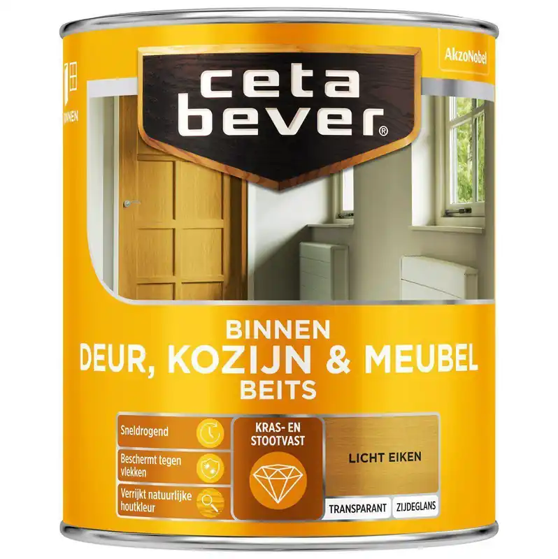 Ceta Bever Deur & Kozijn binnenbeits transparant 0106 licht eiken 750 ml.