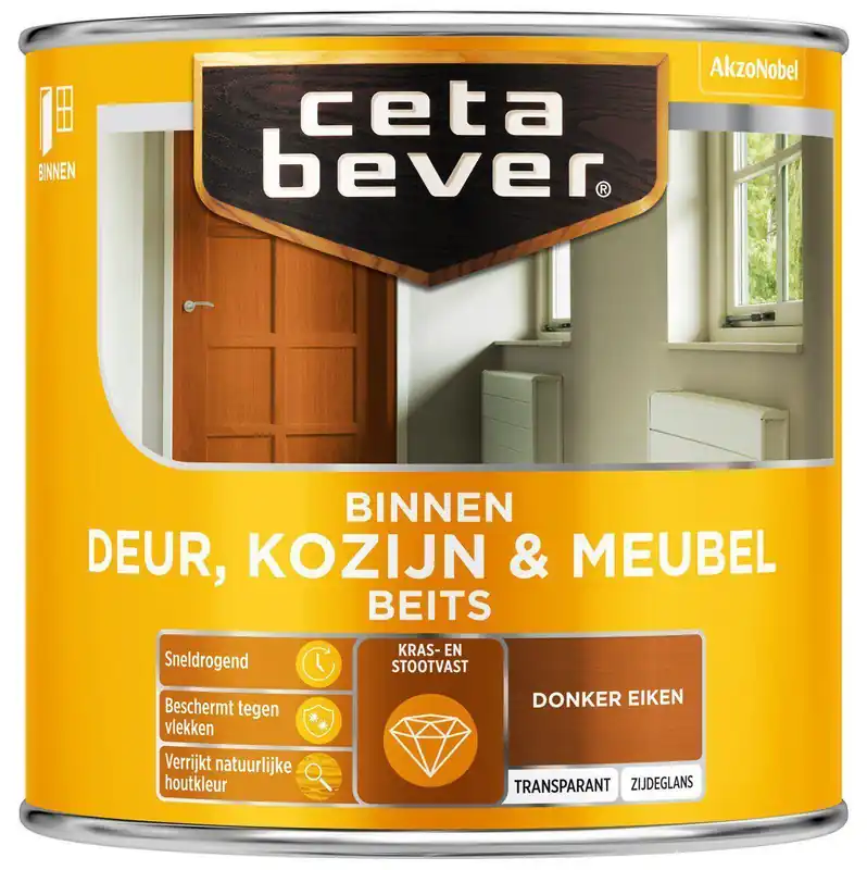 Ceta Bever Deur & Kozijn binnenbeits transparant 0109 donker eiken 250 ml.