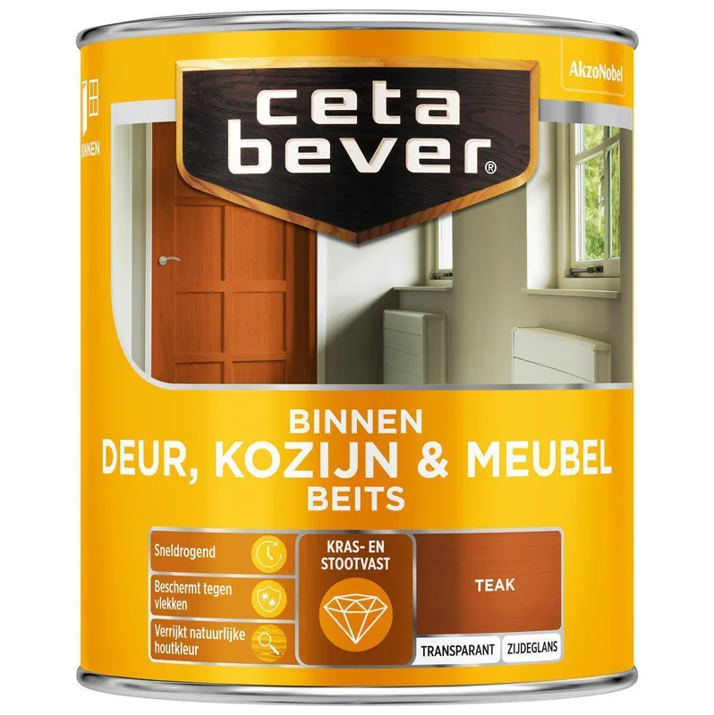 Ceta Bever Deur & Kozijn binnenbeits transparant 0185 teak 750 ml.