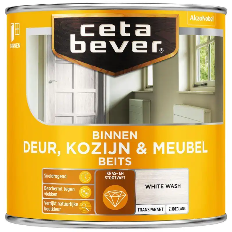 Ceta Bever Deur & Kozijn binnenbeits transparant 0591 white wash 250 ml.