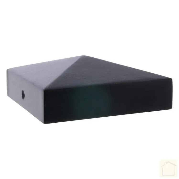 Paalkapje met punt, vlak 9 x 9 cm zwart