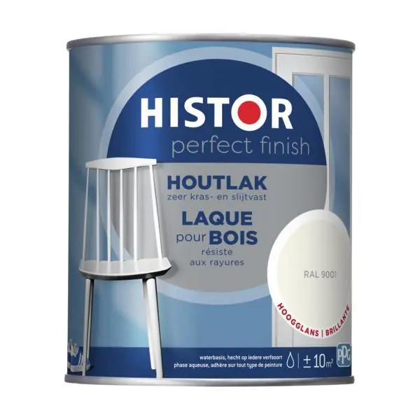 Histor Perfect Finish Houtlak RAL 9001 Hoogglans 750 ml.