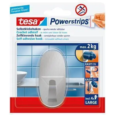 Tesa Powerstrips haak metaal L ovaal