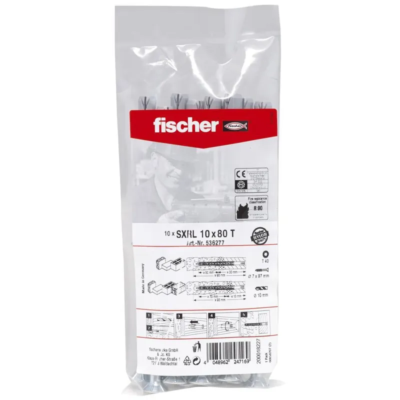 fischer constructieplug SXRL 10x80 T verzonken kop