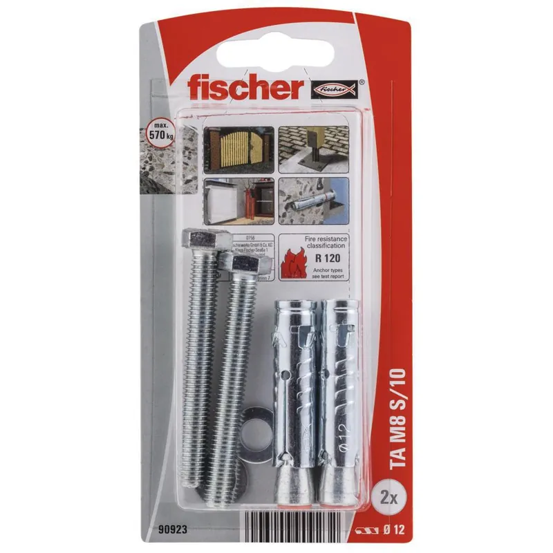 Fischer Hulsanker TA M8 S/10 met bout elektrolytisch verzinkt
