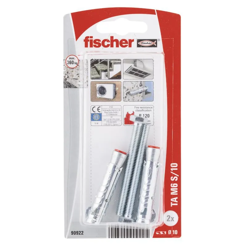 Fischer Hulsanker TA M6 S/10 met bout elektrolytisch verzinkt