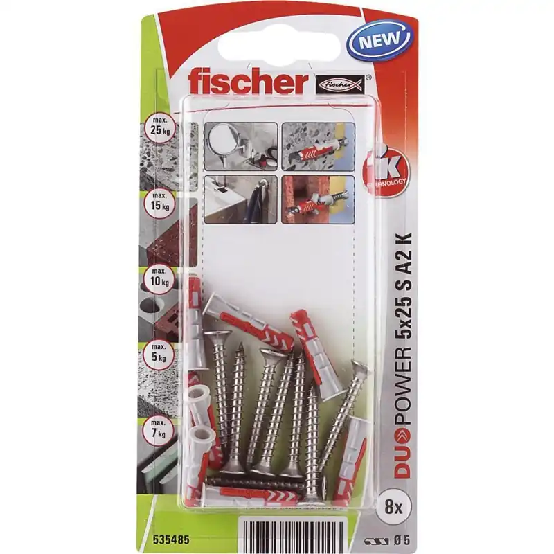 fischer DuoPower 5x25 met rvs A2 schroef