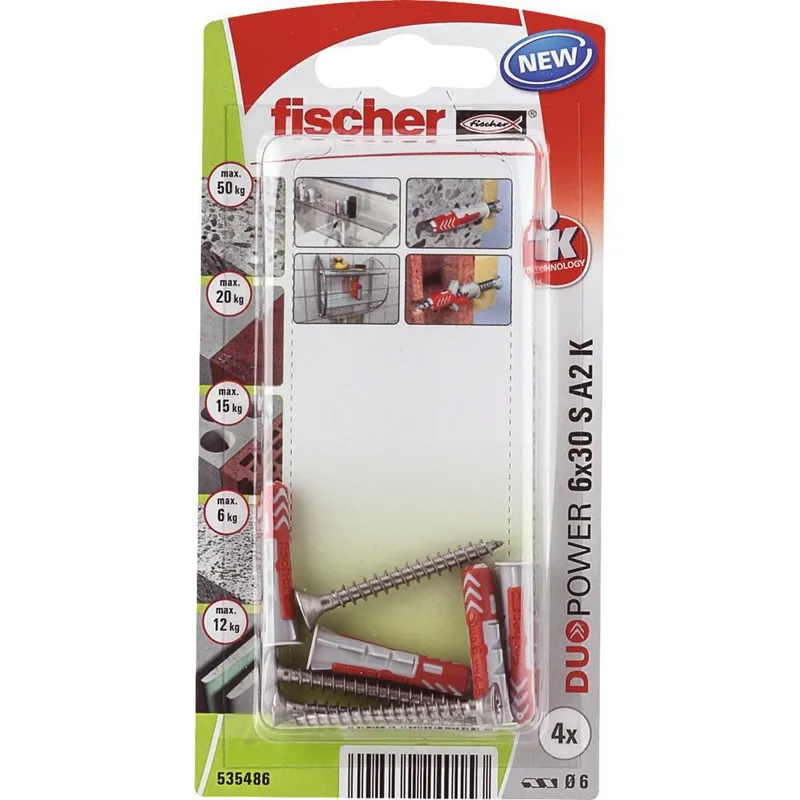 Fischer DUOPOWER 6x30 met rvs A2 schroef