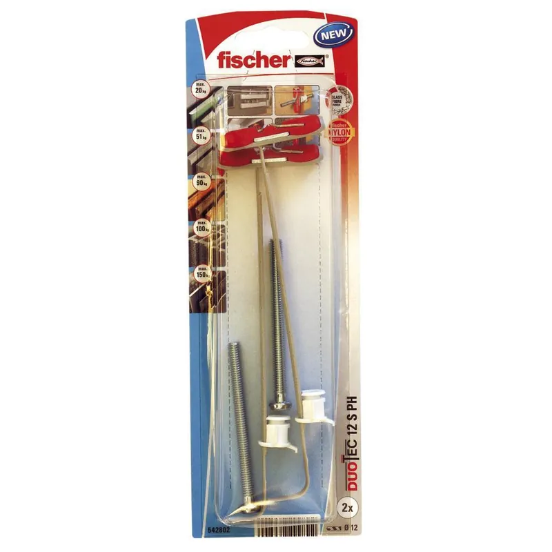 Fischer Hollewandplug DUOTEC 12 S PH met metrische bolkopschroef