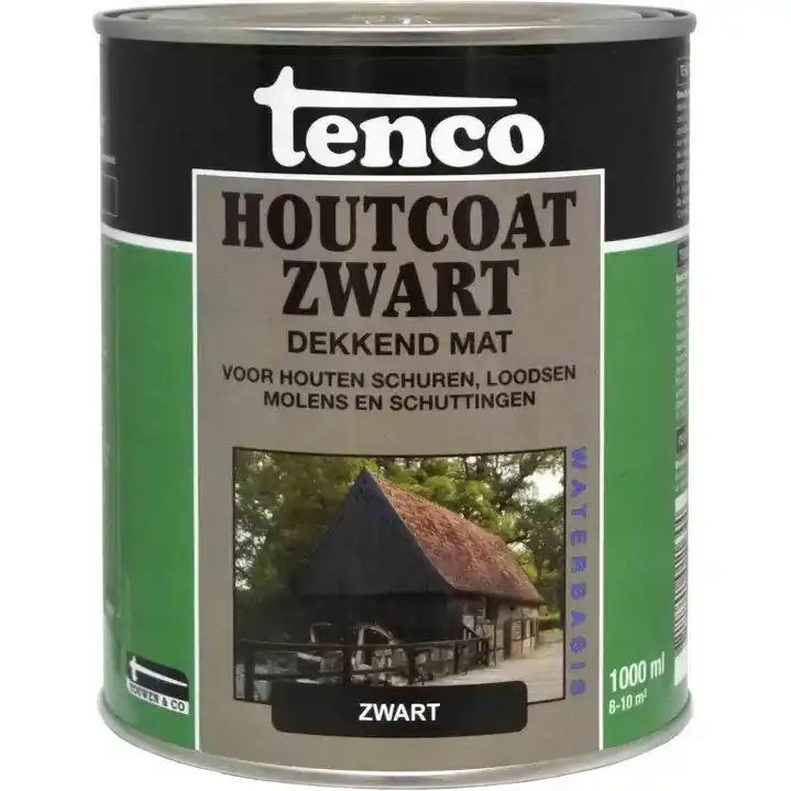 Tenco houtcoat zwart WB mat 1 liter