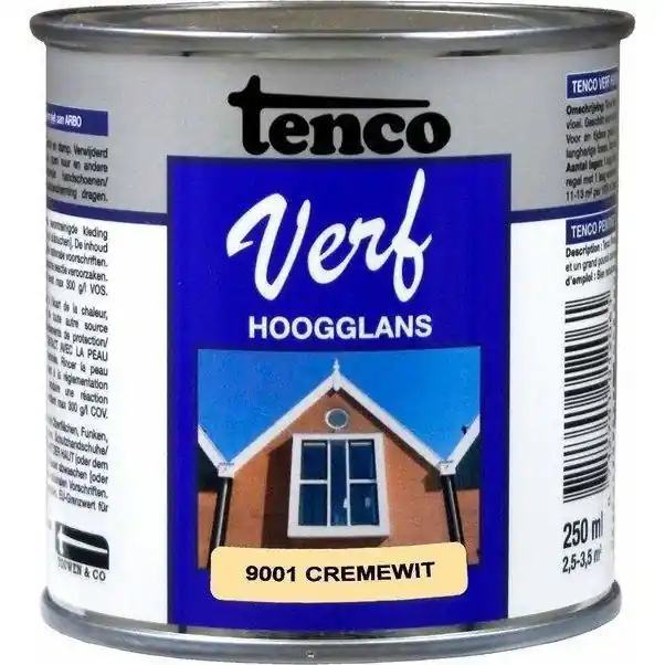 Tenco Verf hoogglans 9001 cremewit250 ml.