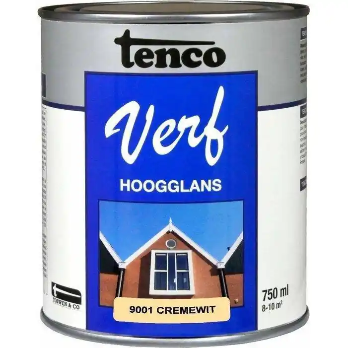 Tenco Verf hoogglans RAL9001 cremewit 750 ml.