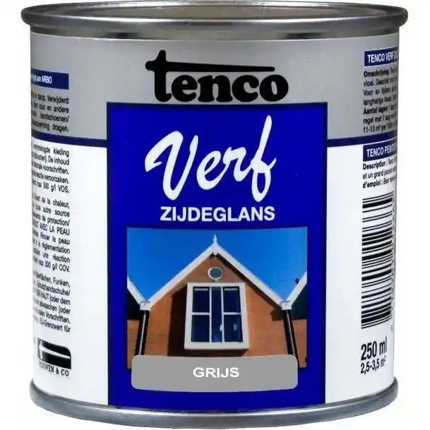 Tenco Verf zijdeglans grijs 250 ml.