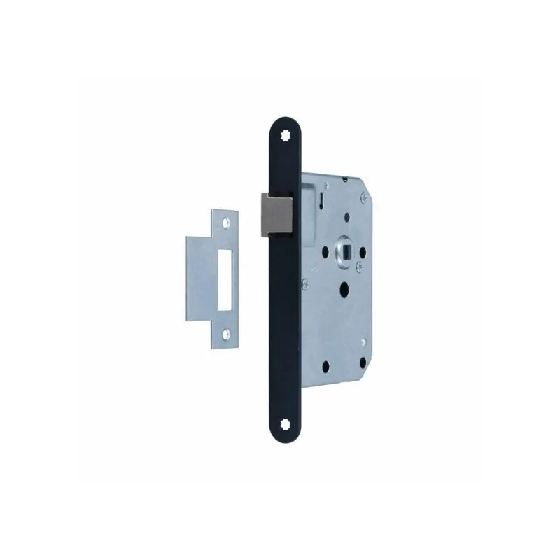 VEILIG BP BSW 12 D 50 174 R20-3 31 L/R, binnendeur loopslot, afgeronde voorplaat zwart gelakt, draairichting 1,2,3,4, incl. set zwart binnendeurbeslag