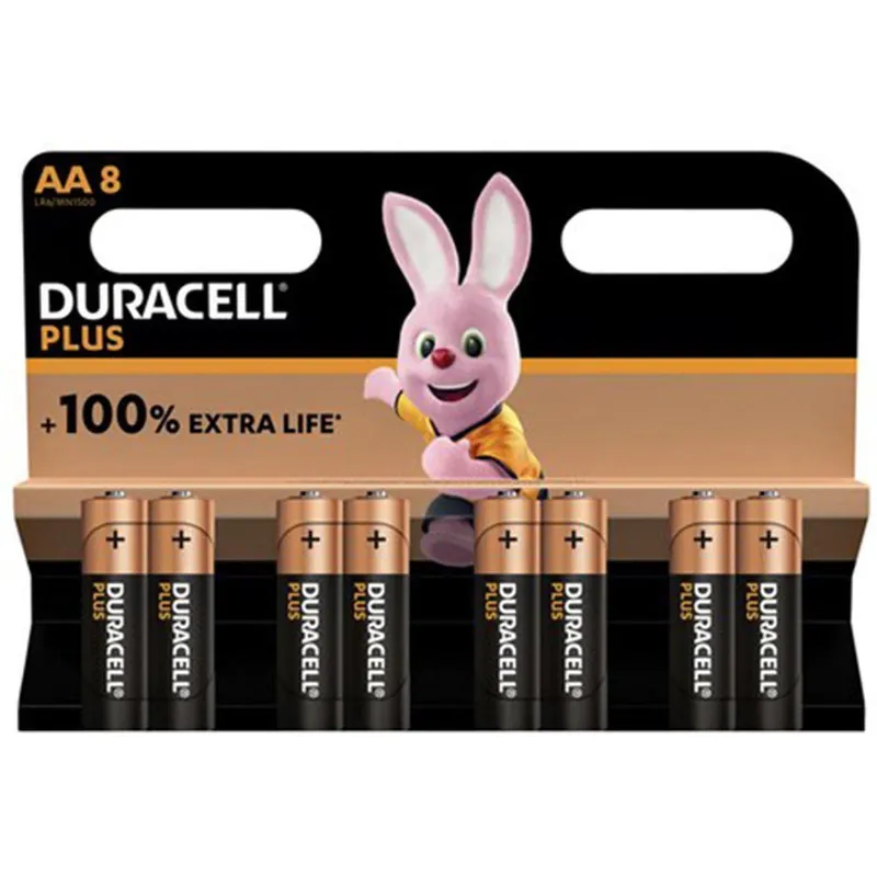 Duracell Plus Alkaline 100% AA (8 stuks)