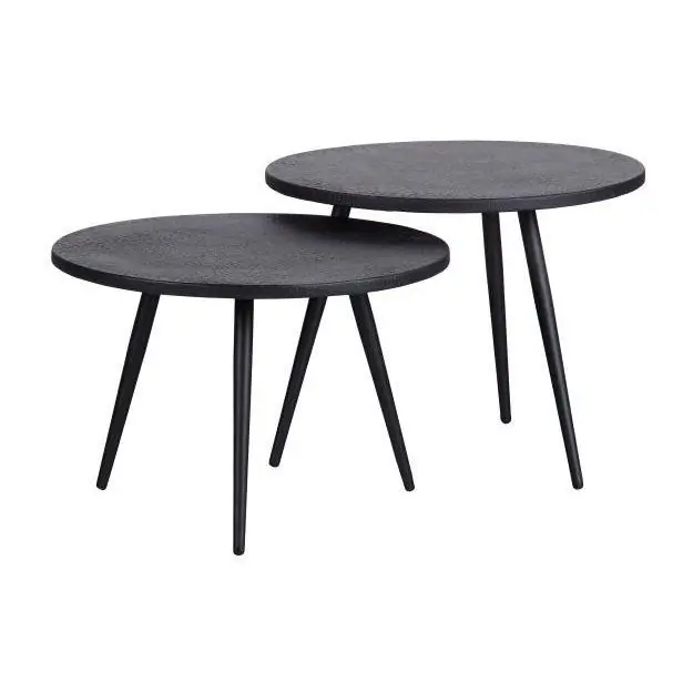 WOOOD Suze bijzettafels hout/metaal Zwart (set van 2)