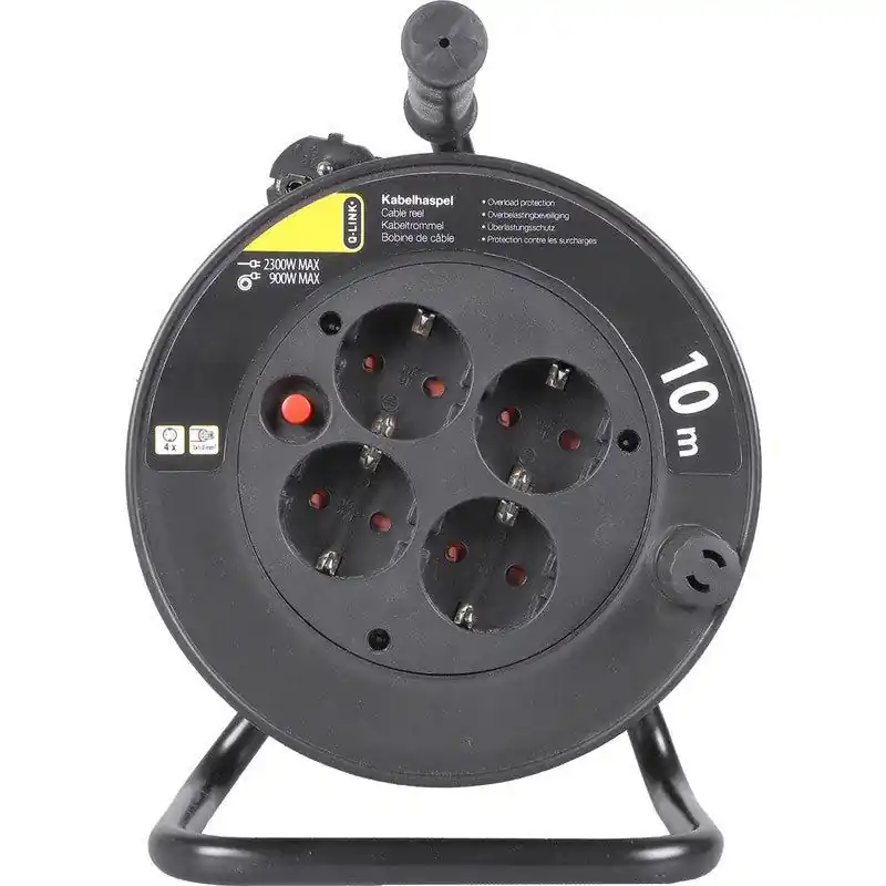 Q-Link 10 m. kabelhaspel klus, RA, H05VVF 3 x 1.0 mm²  zwart