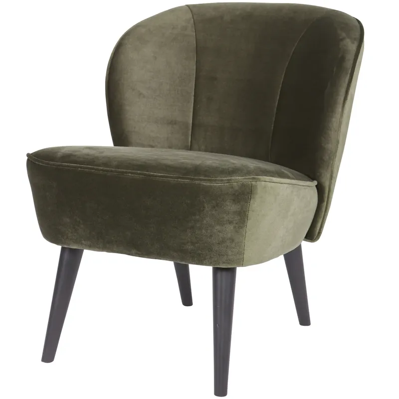 WOOOD Sara fauteuil fluweel warm groen