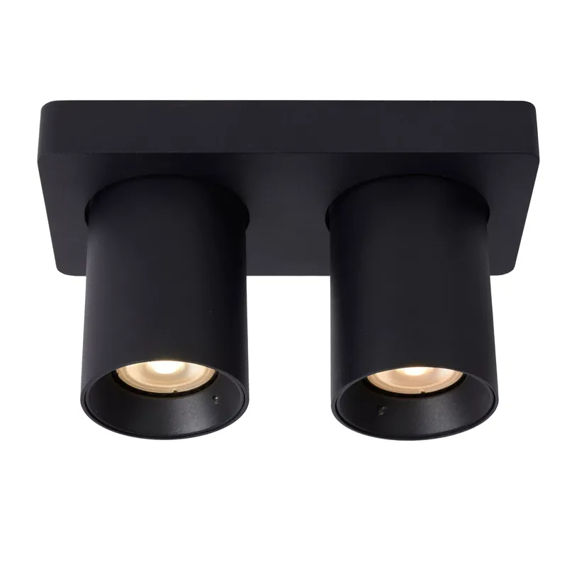 Lucide Nigel plafondspot LED Dim to warm GU10 2x5W zwart
