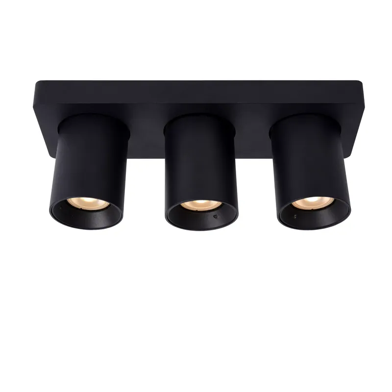 Lucide Nigel plafondspot LED Dim to warm GU10 3x5W zwart