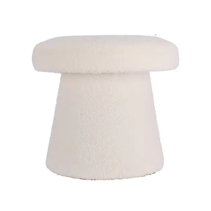 Poef paddestoel teddy 43 cm wit