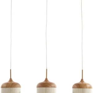 Light & Living Hanglamp 3L 90x22x32 cm DANIA houtprint nat+ crème